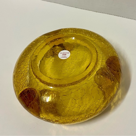 Vintage MCM Viking Amber Crackle Art Glass Ashtray Bowl Large 7.25” Heavy Dish - Picture 8 of 8
